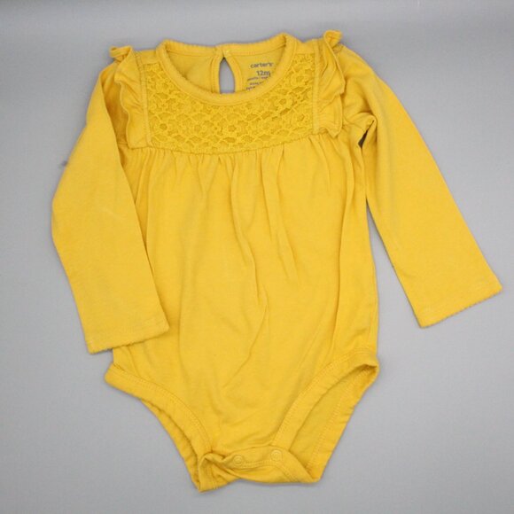 Carter’s 2-Piece Baby Outfit | Size 12 M | Mustard & Multicolor Hearts - Picture 2 of 5